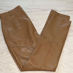 Aritzia Wilfred Cognac Vegan Leather Straight-Leg Pants